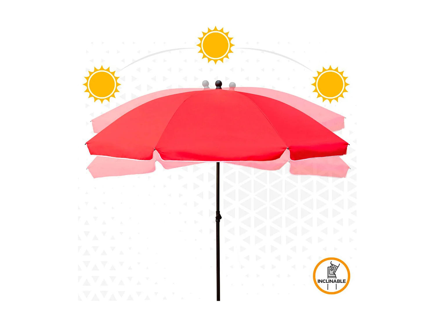 Sombrilla de jardín Aktive con protección UV rojo Ø240cm