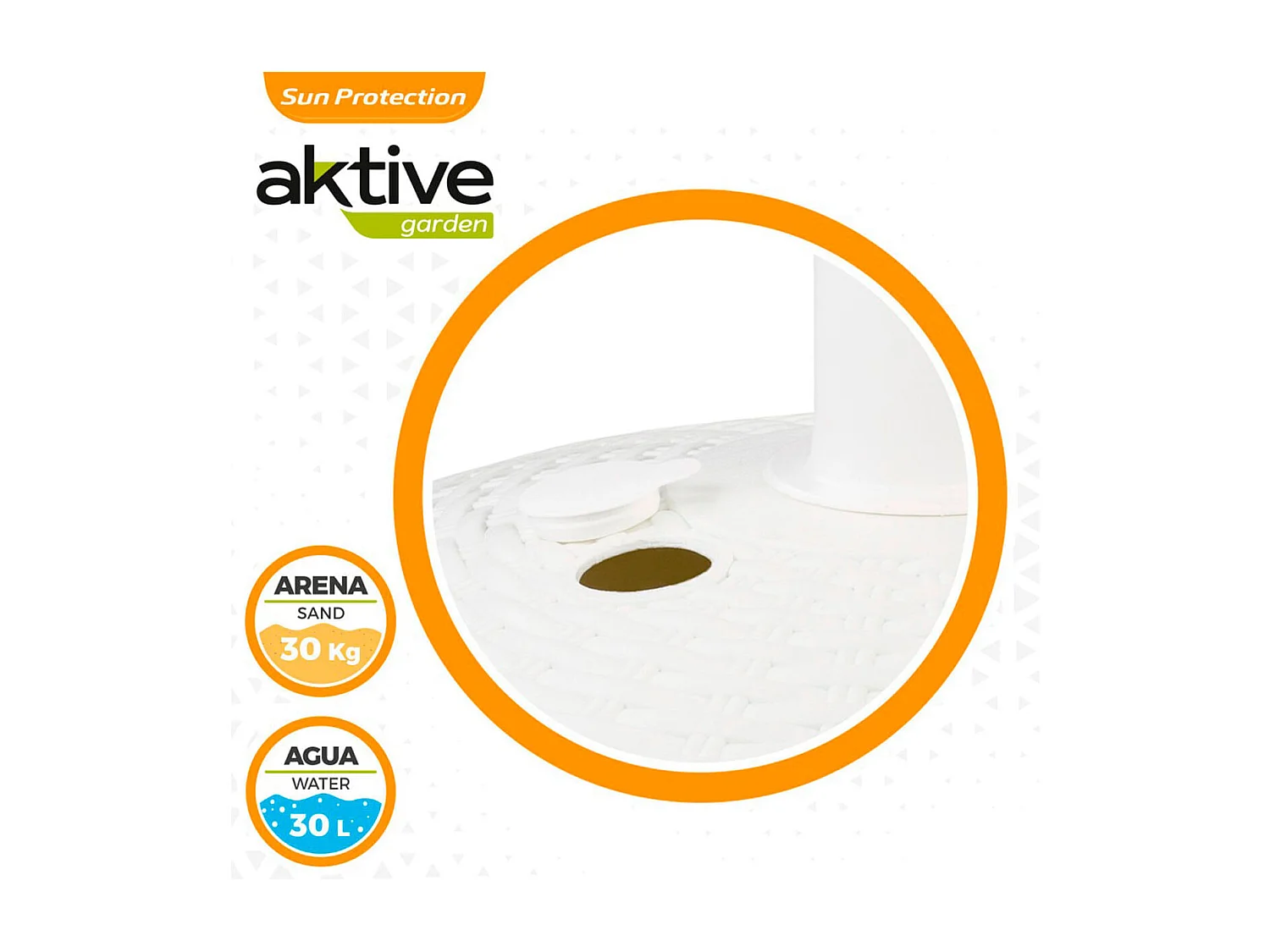 Base para sombrilla Aktive forma circular 30kg blanco 35xØ58 cm