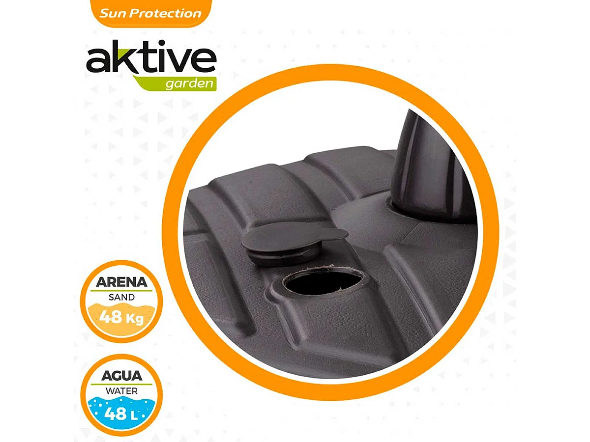 Base para sombrilla Aktive Garden forma cuadrada 48kg antracita 40x56x56 cm