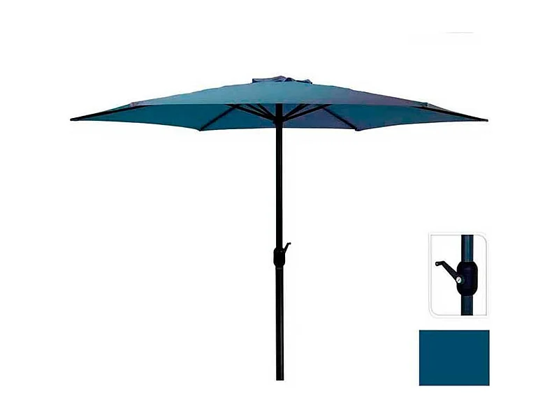 Sombrilla con manivela azul/gris mate Ø300x248 cm