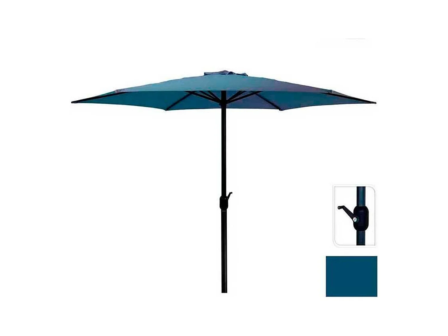 Sombrilla con manivela azul/gris mate Ø300x248 cm