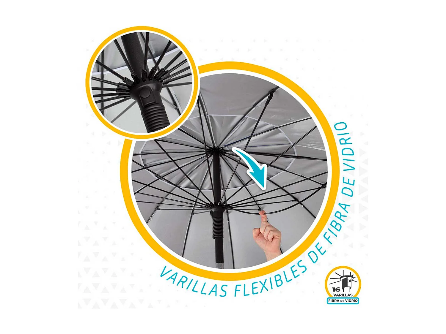 Sombrilla Aktive Beach altura regulable protección UV50 azul/blanco Ø220 cm