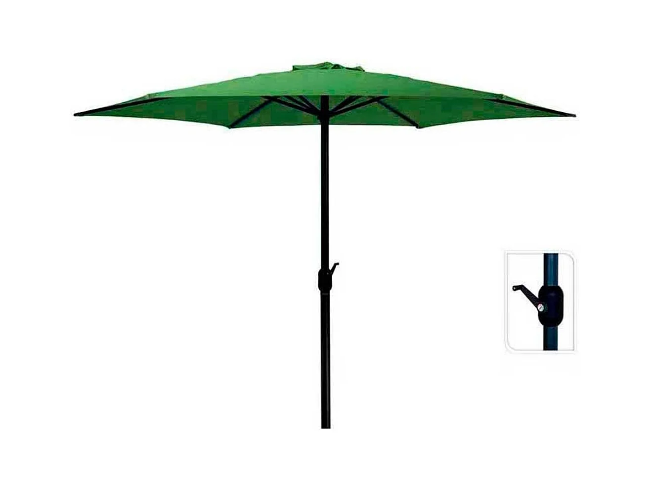 Sombrilla con manivela verde/gris mate Ø300x248 cm