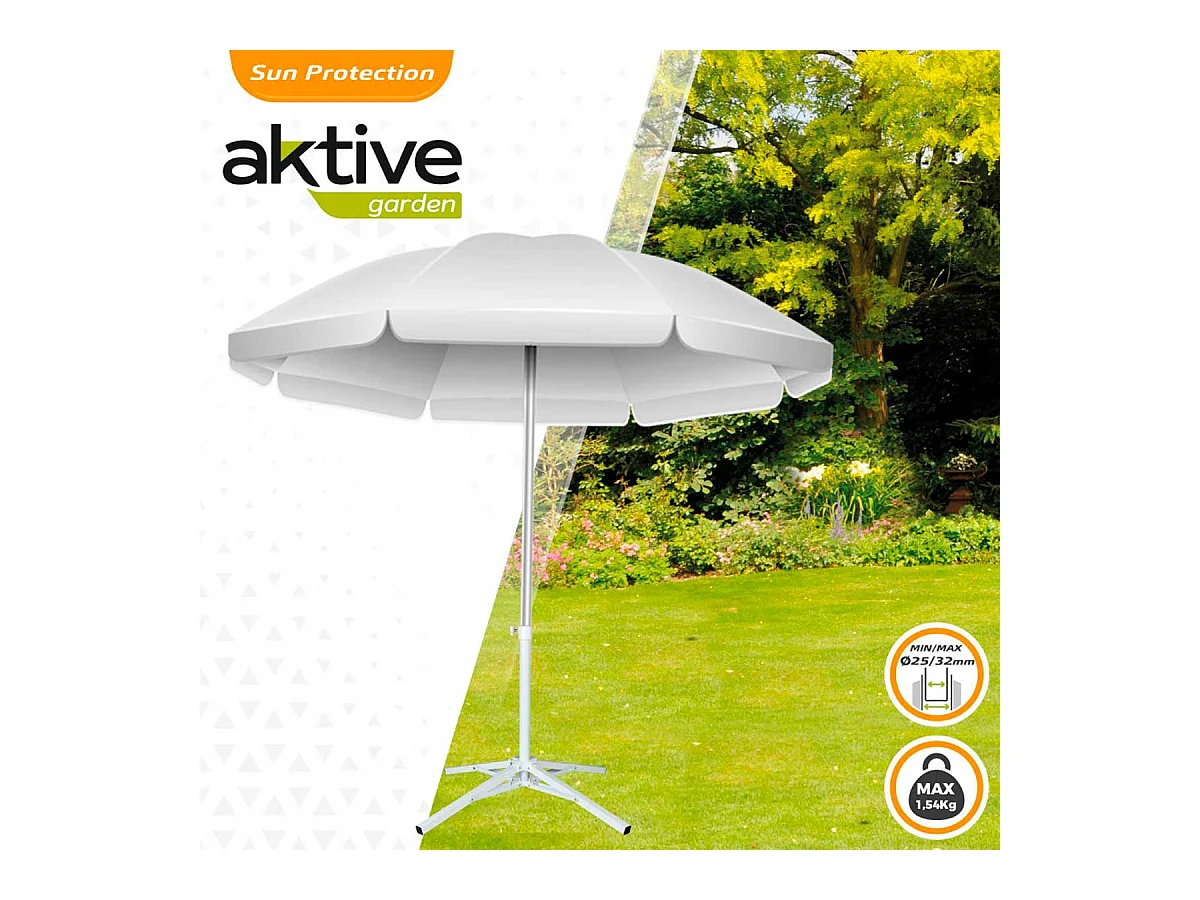 Base de sombrilla Aktive Garden plegable 4 patas 25/32mm blanco Ø65x60,5 cm