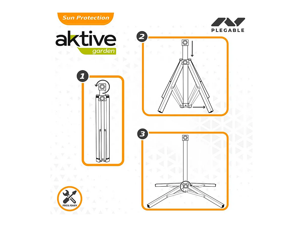 Base de sombrilla Aktive Garden plegable 4 patas 25/32mm blanco Ø65x60,5 cm