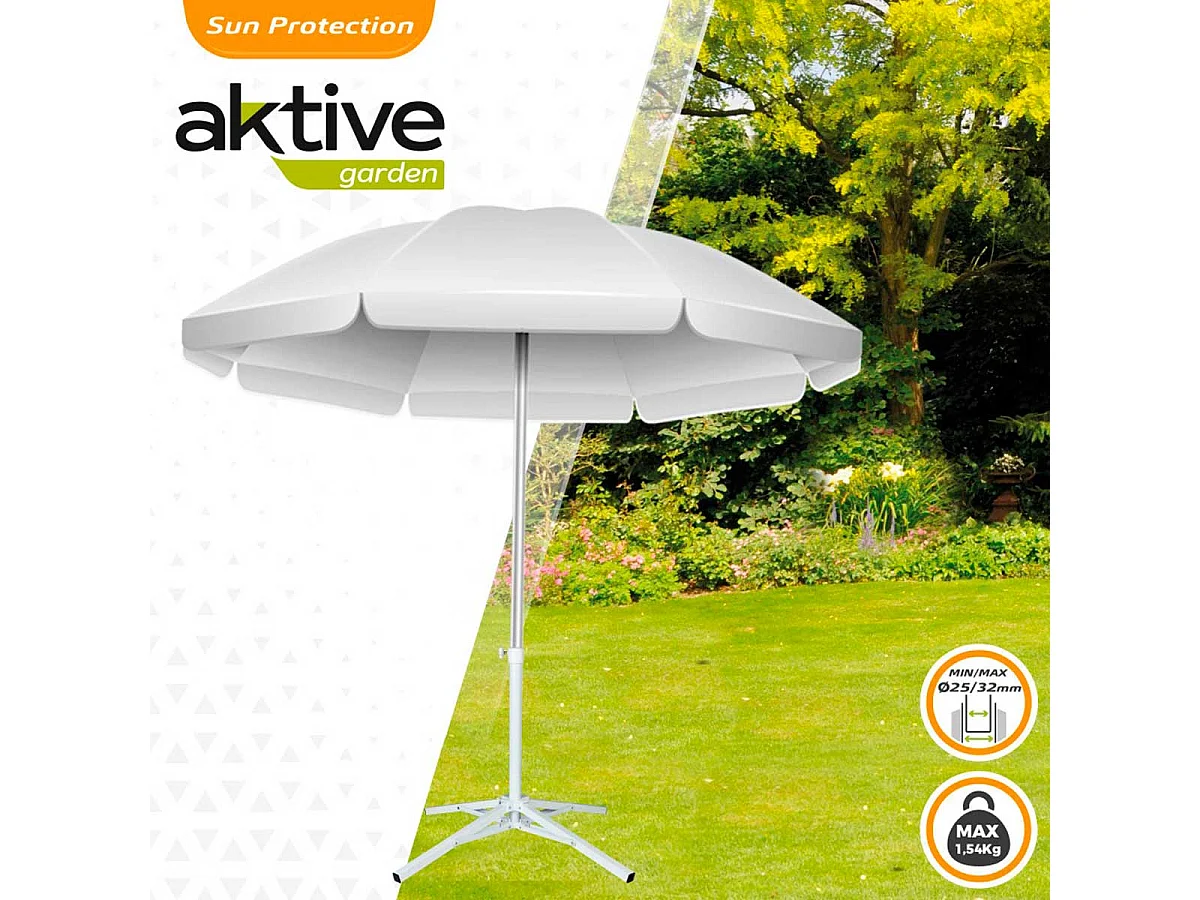 Base de sombrilla Aktive Garden plegable 4 patas 25/32mm blanco Ø65x60,5 cm