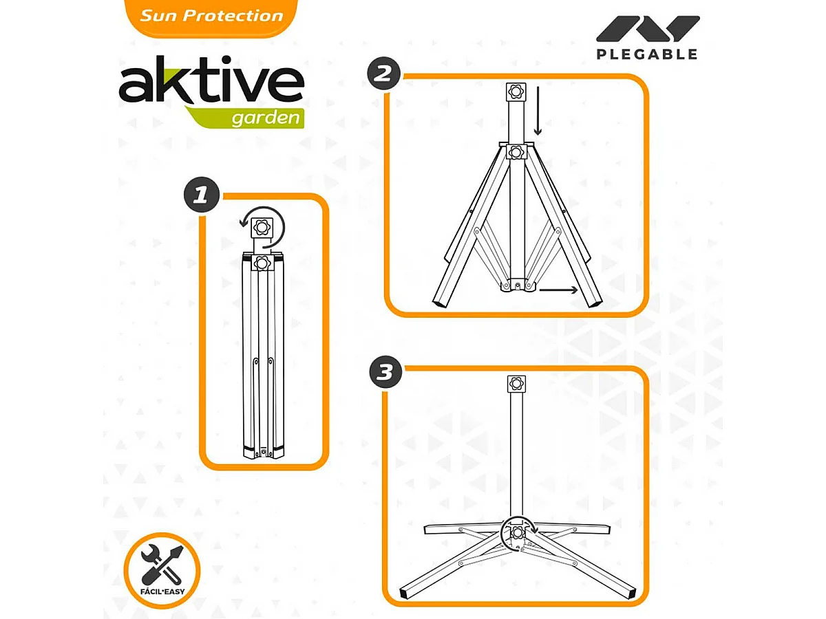 Base de sombrilla Aktive Garden plegable 4 patas 25/32mm blanco Ø65x60,5 cm