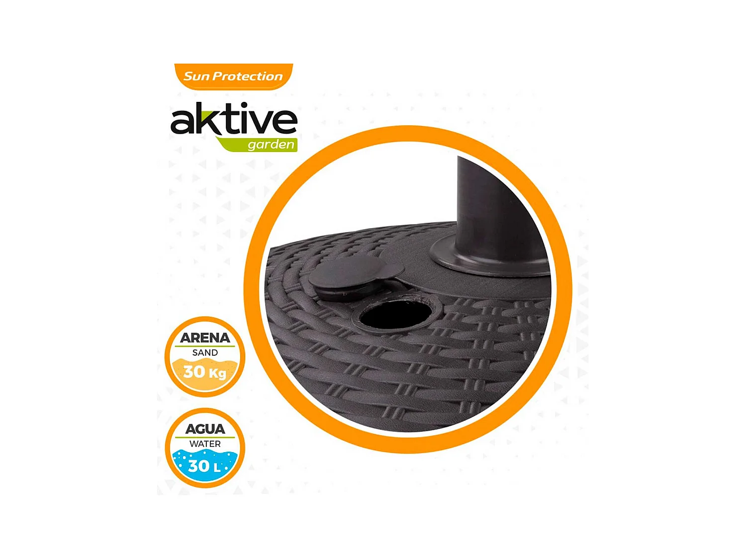 Base para sombrilla Aktive Garden forma redonda 30kg antracita 35xØ58 cm