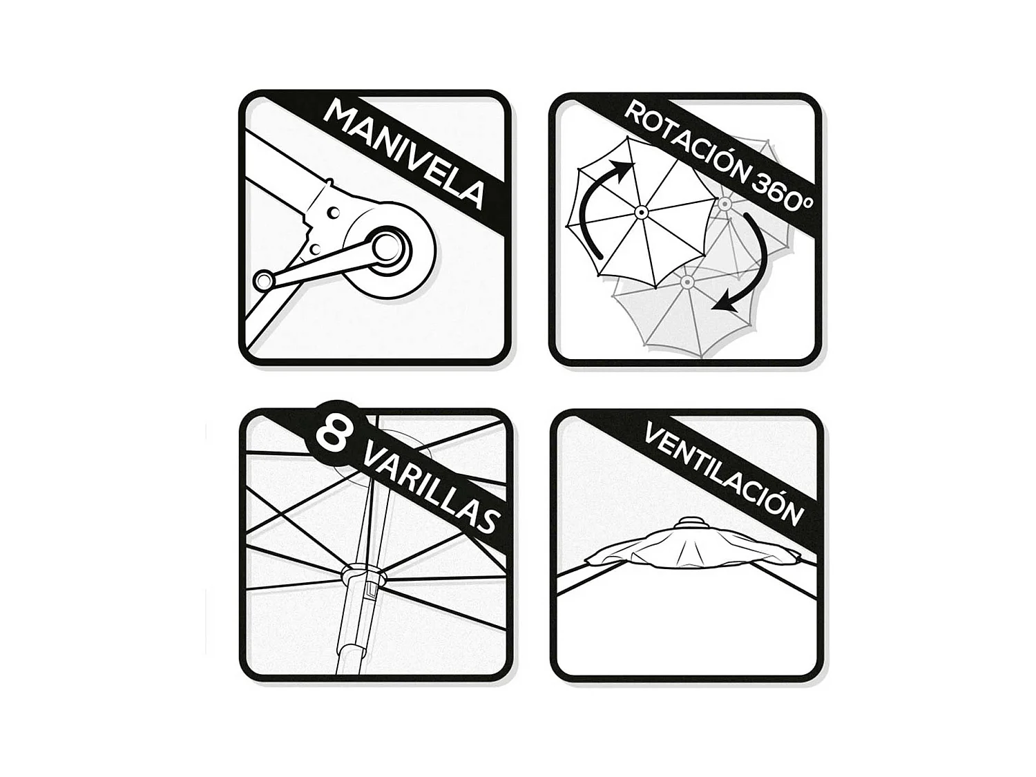 Parasol excéntrico Roma Aktive Garden con mástil de aluminio gris Ø300  cm