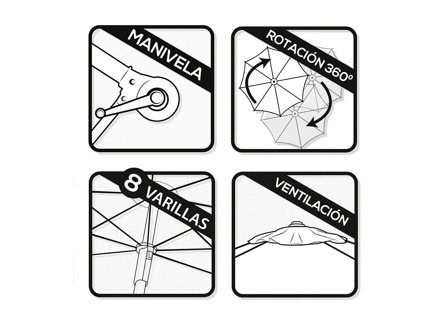 Parasol excéntrico Roma Aktive Garden con mástil de aluminio gris Ø300  cm