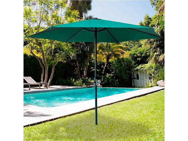 Parasol hexagonal Aktive Garden con manivela verde Ø300x245 cm