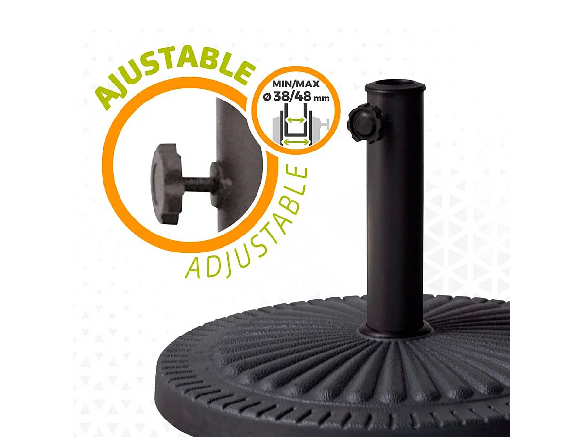 Base para sombrilla Aktive Garden forma redonda 14kg antracita 33xØ49 cm
