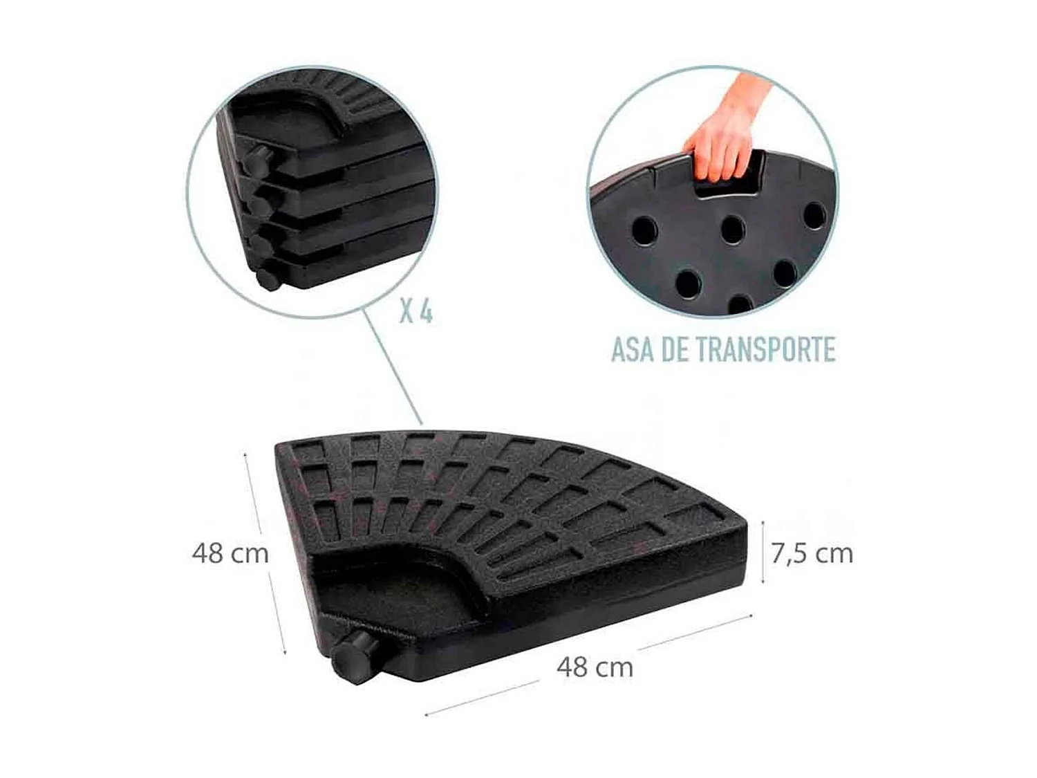 Base de sombrilla Aktive rellenable negro Ø96 cm