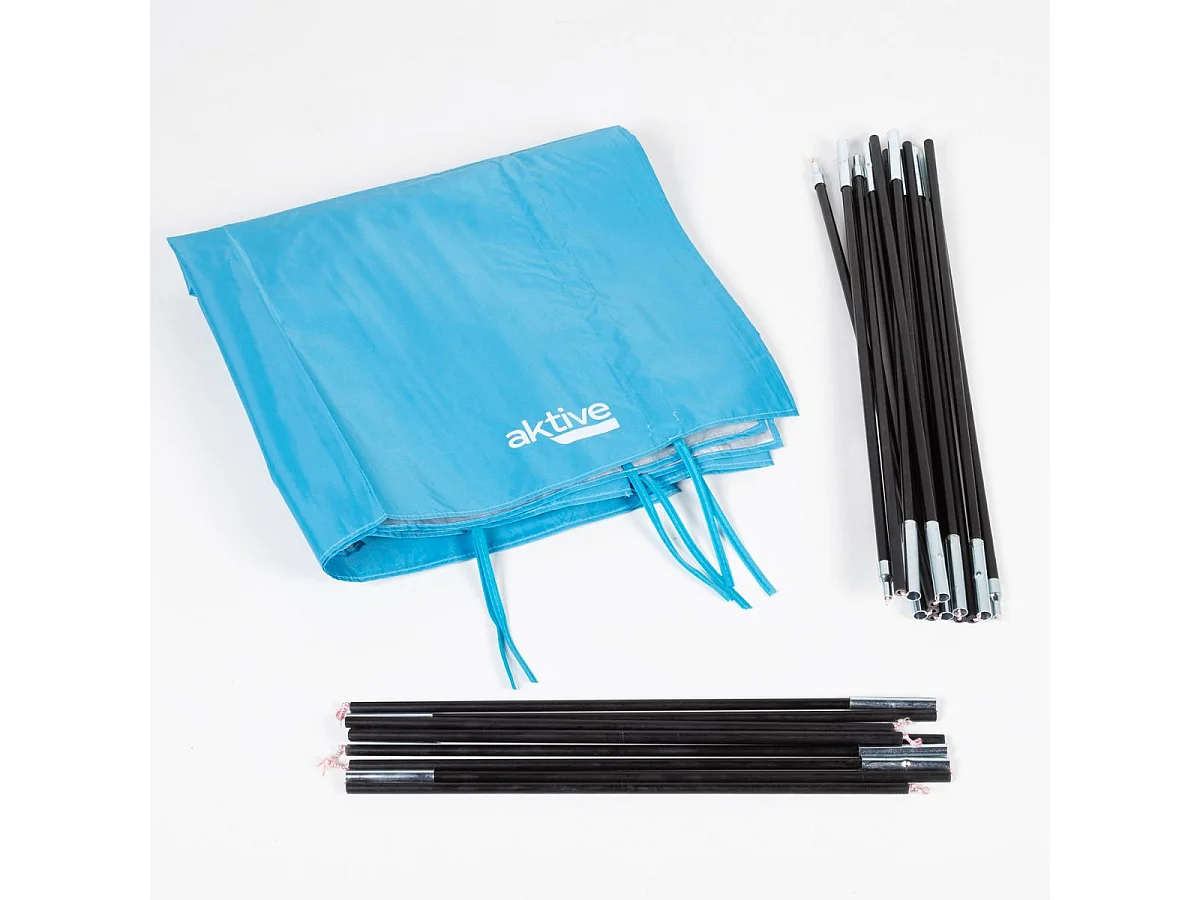 Carpa de camping Aktive 2 personas protección UV + bolsillo azul 360x120 cm