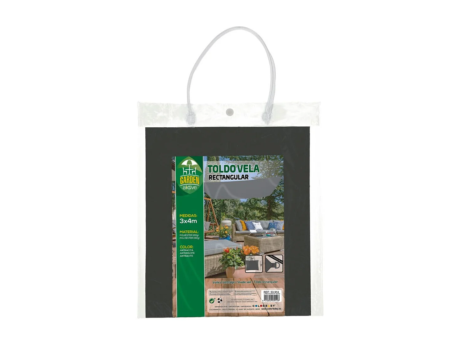 Toldo vela Aktive rectangular antracita 300x400 cm