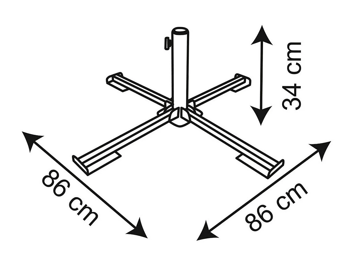 Base de sombrilla Aktive Garden en cruz 4 patas 38/50mm negro Ø86x34 cm