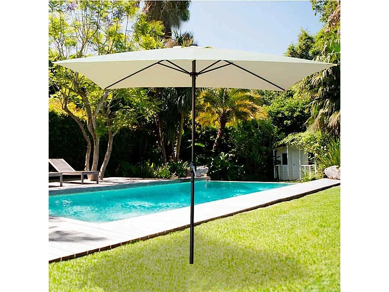 Parasol rectangular Aktive Garden con manivela crema 245x300x200 cm