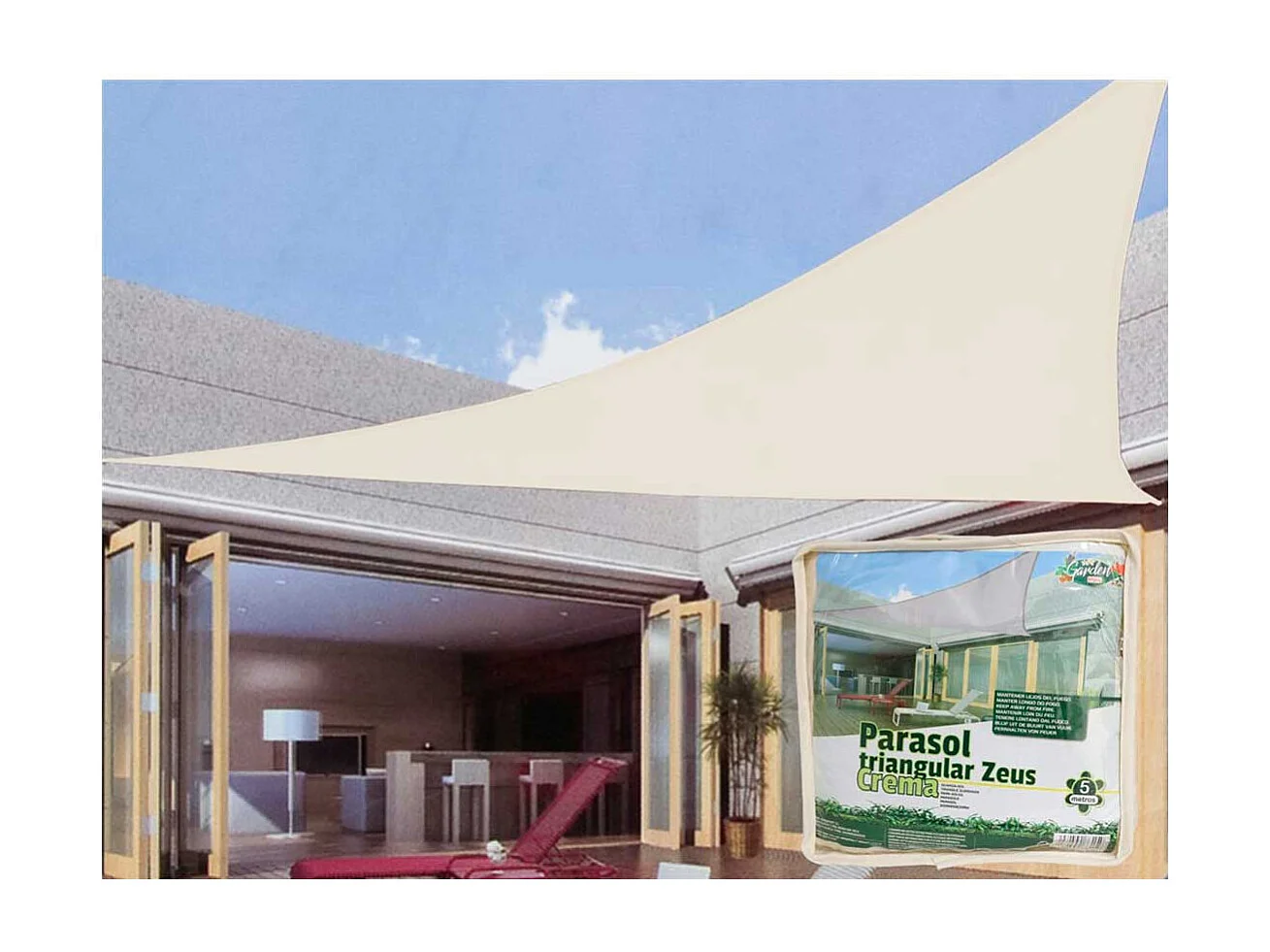 Toldo vela triangular Zeus crema 500 cm