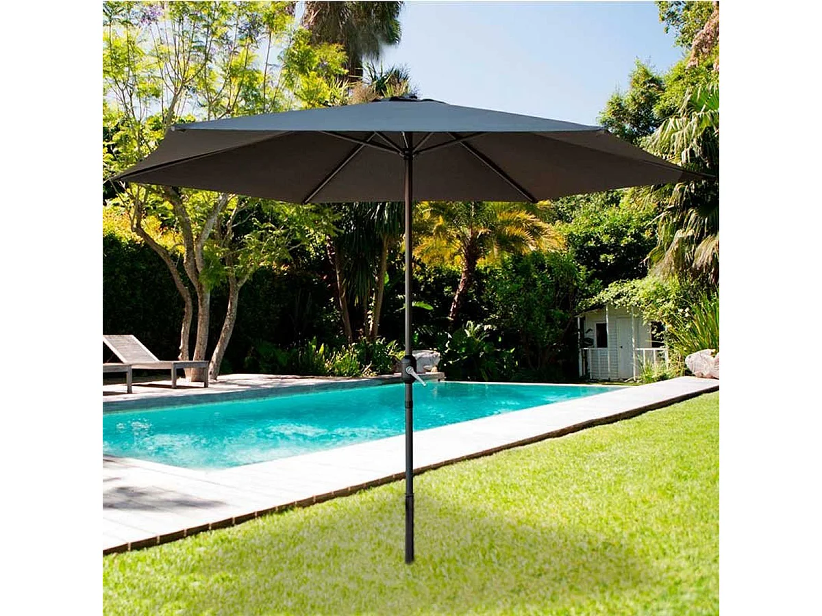 Parasol hexagonal Aktive Garden con manivela antracita Ø300x245 cm