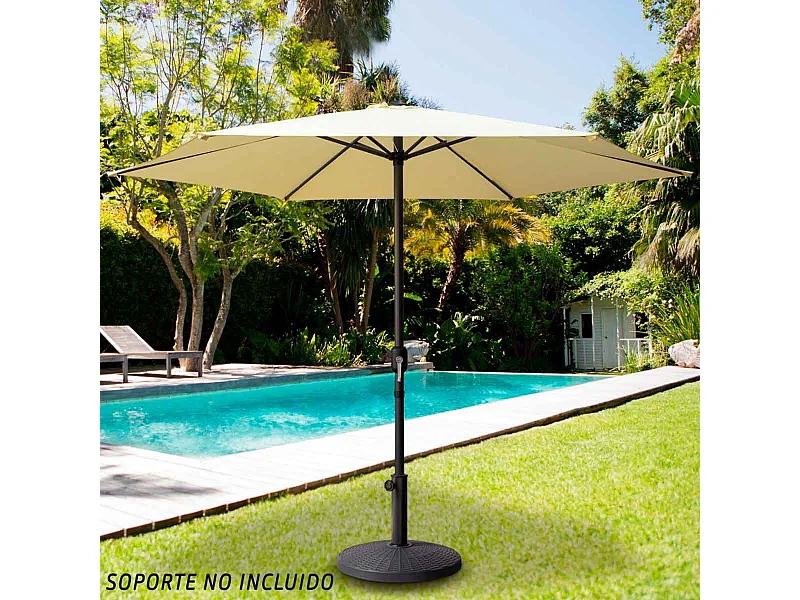 Parasol hexagonal Aktive Garden con chimenea y mástil de aluminio crema Ø250  cm