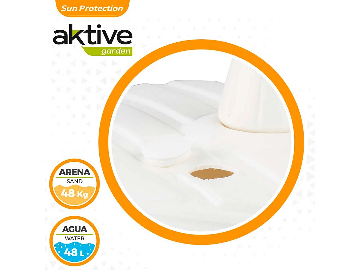 Base para sombrilla Aktive Garden forma cuadrada 48kg blanco 40x56x56 cm