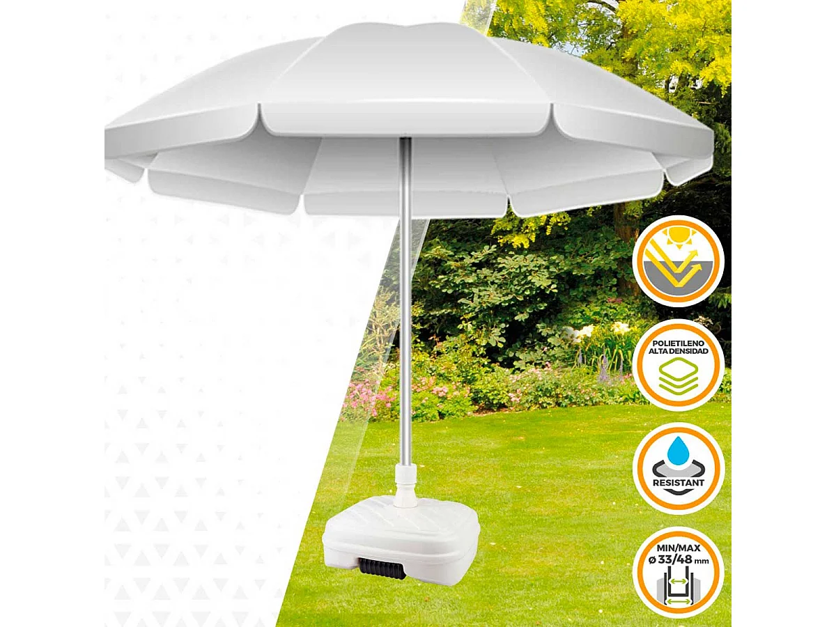 Base para sombrilla Aktive Garden forma cuadrada 48kg blanco 40x56x56 cm