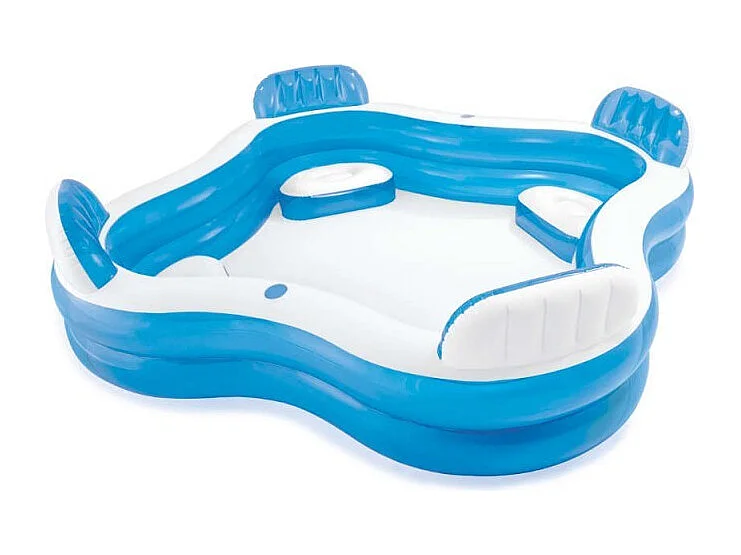 Piscine Gonflable Carrée avec Sièges Bleu