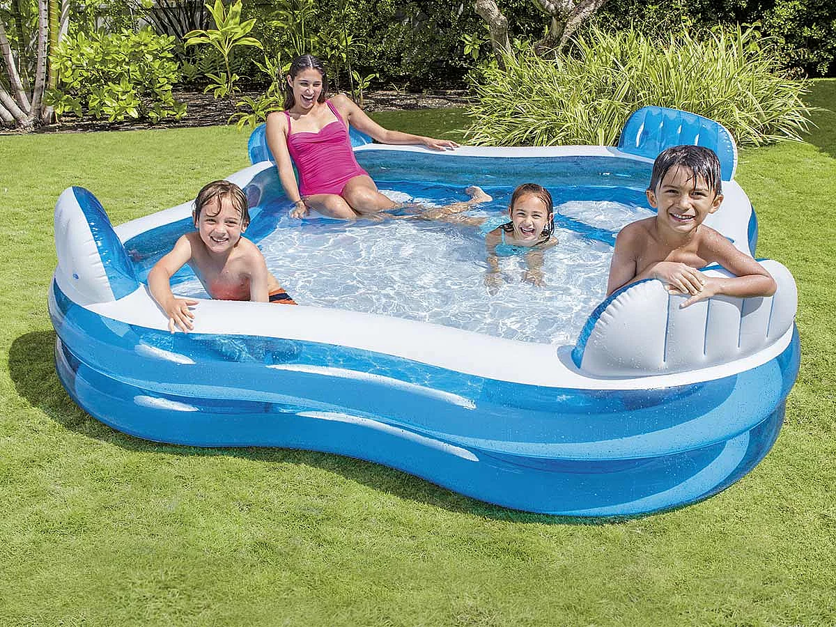 Piscine Gonflable Carrée avec Sièges Bleu