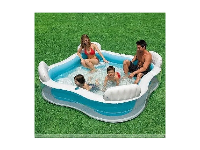 Piscine Gonflable Carrée avec Sièges Bleu