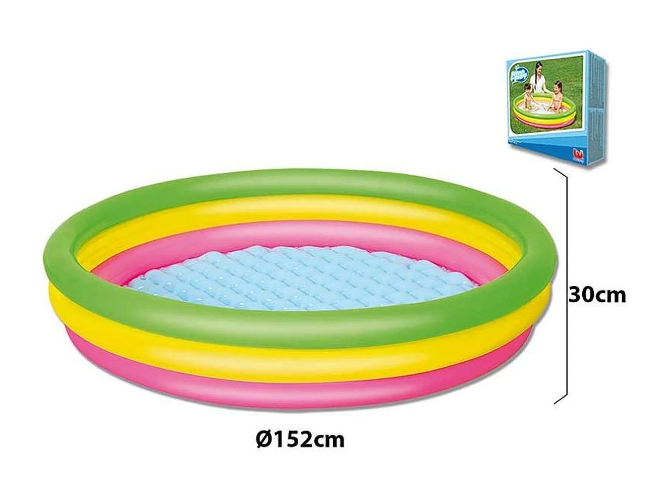 Piscina hinchable infantil 211L +2A tricolor Ø152x30 cm