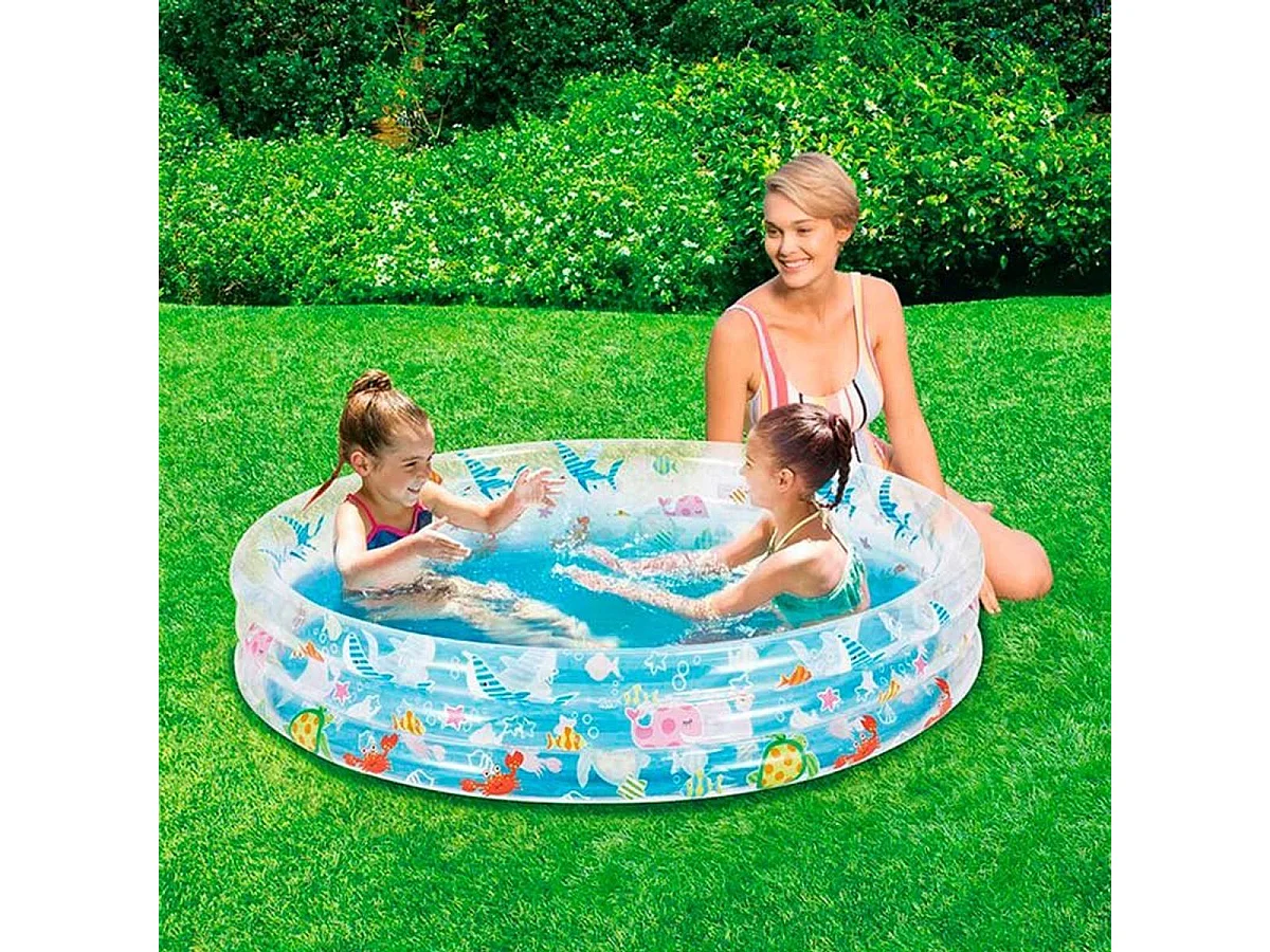 Piscina hinchable infantil Summer Wave redonda 214L con motivos marinos +3A multicolor  Ø152x30,5 cm
