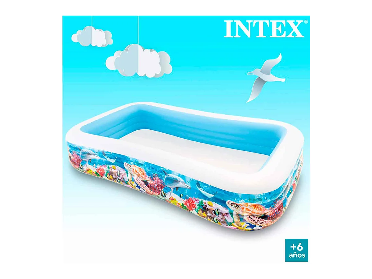 Piscina hinchable Intex rectangular fondo marino 1020L +6A multicolor 56x183x305 cm