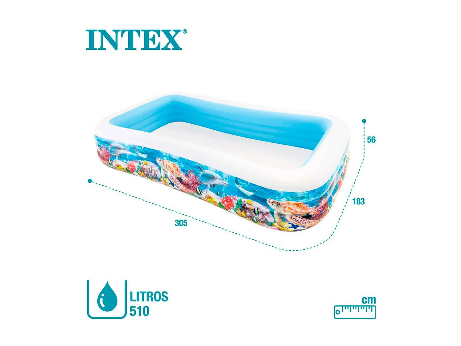 Swim Center Familienpool 305x183x56 cm Meerestiere-Design