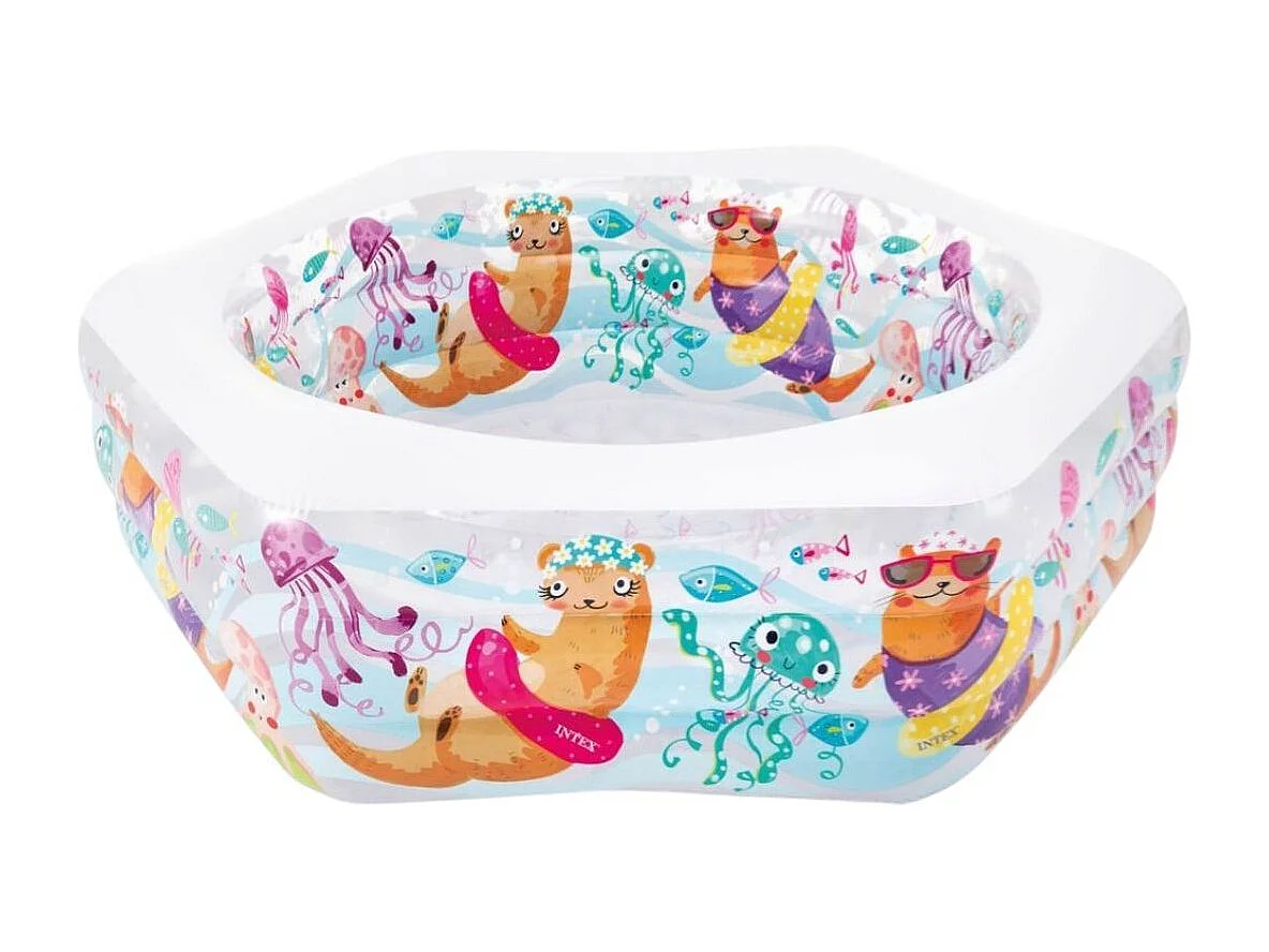 Piscina hinchable Intex Acuario infantil hexagonal 510L +6A multicolor 61x191x178 cm