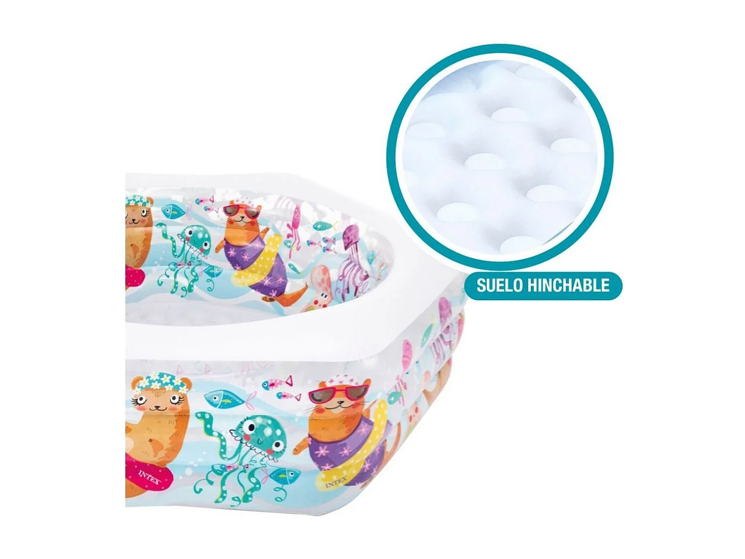 Piscina hinchable Intex Acuario infantil hexagonal 510L +6A multicolor 61x191x178 cm