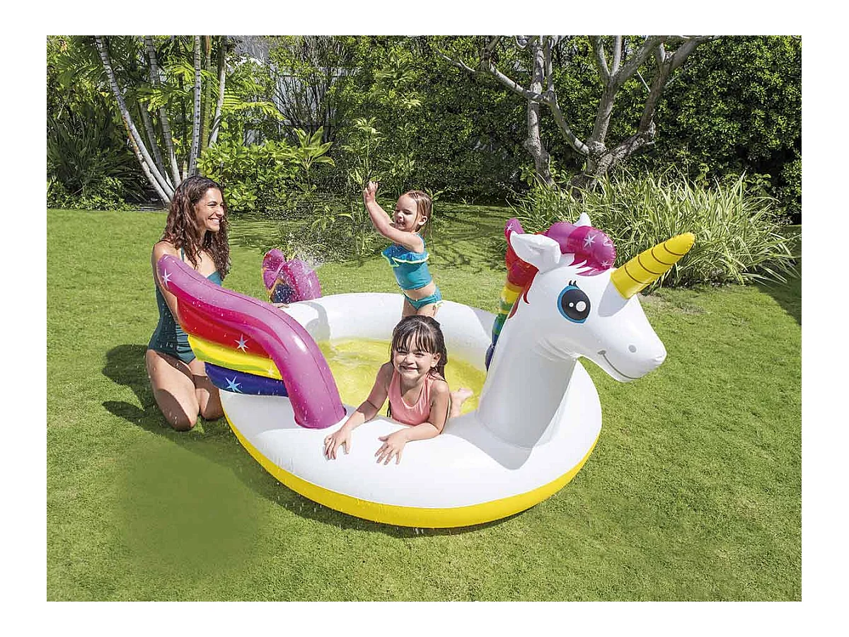 Piscina Infantil Unicornio Multicolor 272cm con Fuente Intex