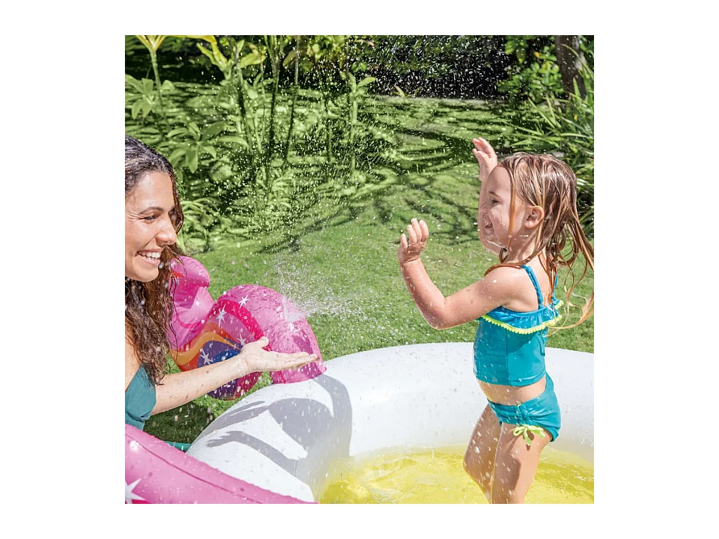 Piscina Infantil Unicornio Multicolor 272cm con Fuente Intex