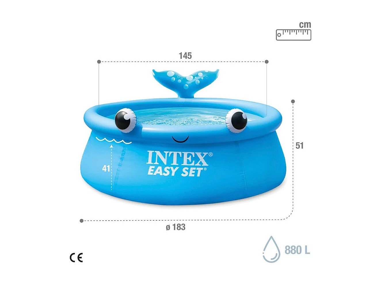 Piscina infantil hinchable Intex Ballena Easy Set +3A azul Ø183x51 cm