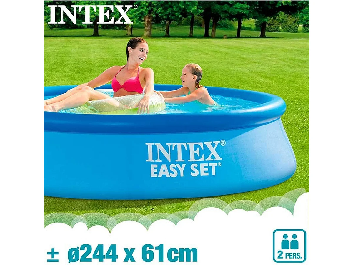 Piscina redonda hinchable Easy Set Intex 1942L con depuradora azul Ø244x61 cm
