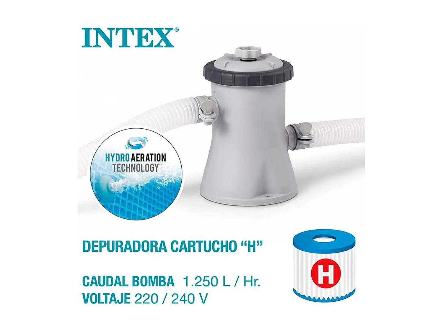 Piscina redonda hinchable Easy Set Intex 1942L con depuradora azul Ø244x61 cm
