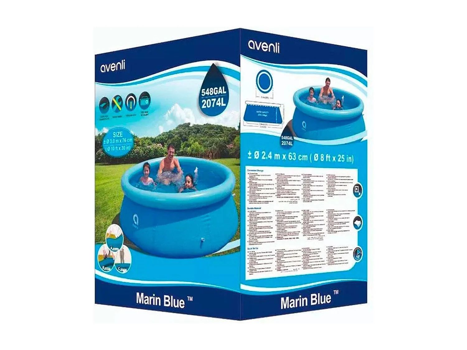 Piscina hinchable Avenli 2074L con depuradora de cartucho redonda azul Ø240x63 cm