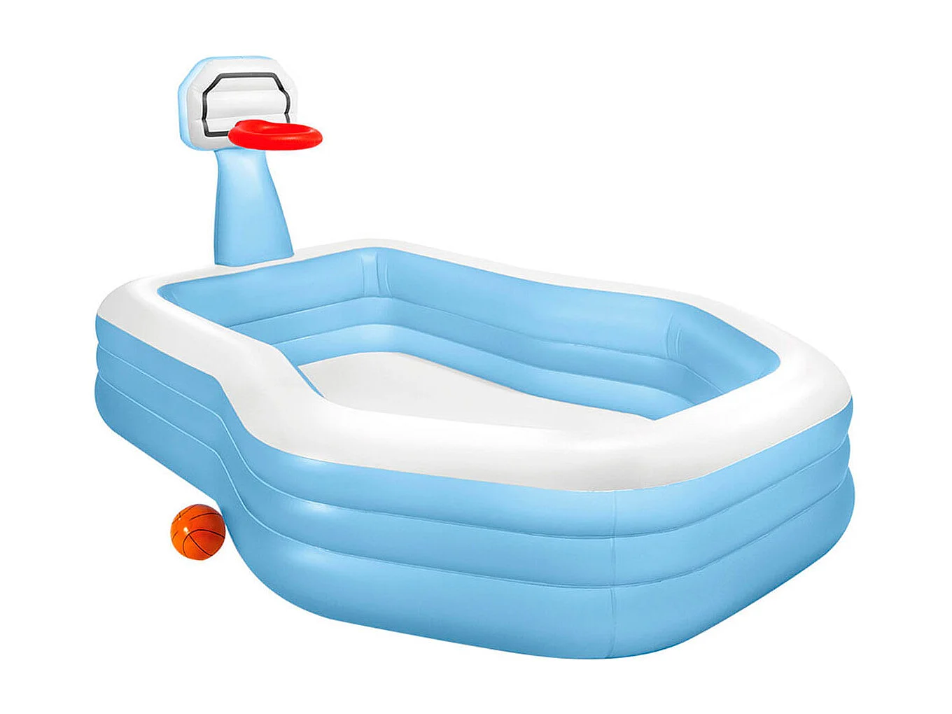 Piscina hinchable Intex con canasta de baloncesto y pelota 682L +3A azul/blanco 135x188x257 cm