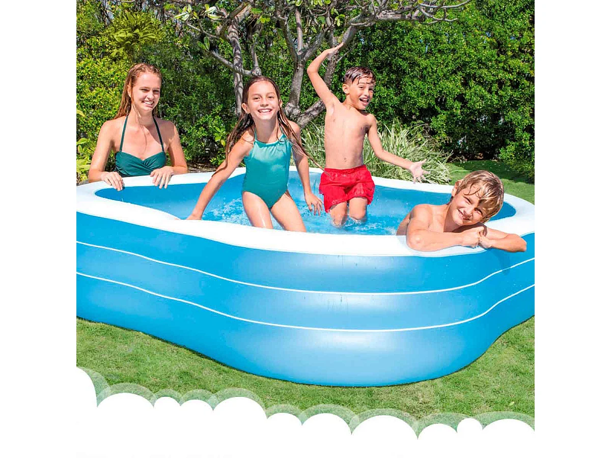 Piscina hinchable Intex ondulada 1250L +6A azul/blanco 229x229x56 cm