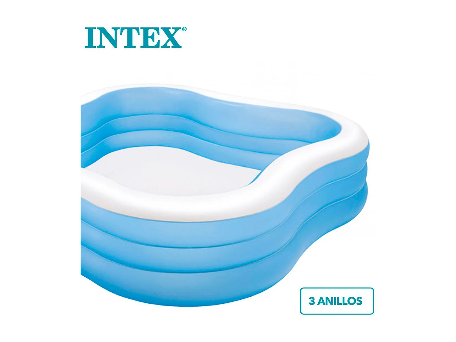 Piscina hinchable Intex ondulada 1250L +6A azul/blanco 229x229x56 cm