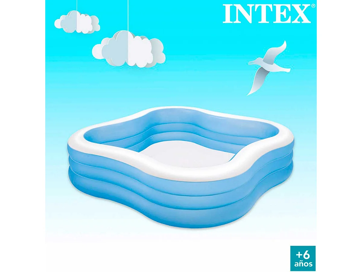 Piscina hinchable Intex ondulada 1250L +6A azul/blanco 229x229x56 cm