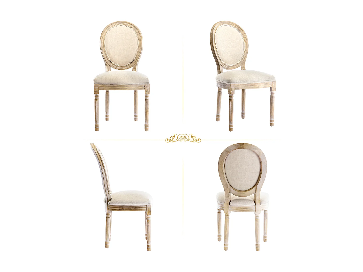 Silla de comedor barroca, sillas de comedor estilo francés, silla barroca Louis, silla tapizada, juego de 2 sillas de cocina de madera en beige