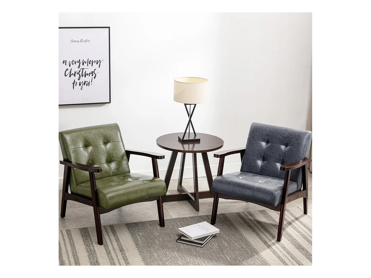 Sillón de madera sólida con diseño escandinavo moderno - gris de cuero natural hipoalergénico para sala de estar, oficina o dormitorio, dimensiones 67x76x76 cm