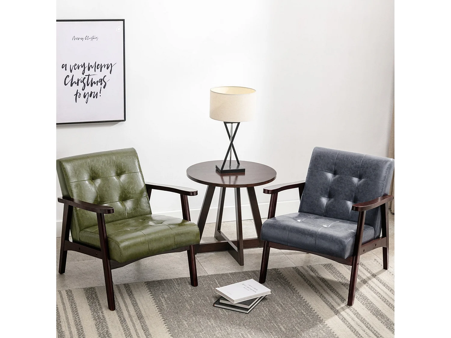 Sillón de madera sólida con diseño escandinavo moderno - gris de cuero natural hipoalergénico para sala de estar, oficina o dormitorio, dimensiones 67x76x76 cm