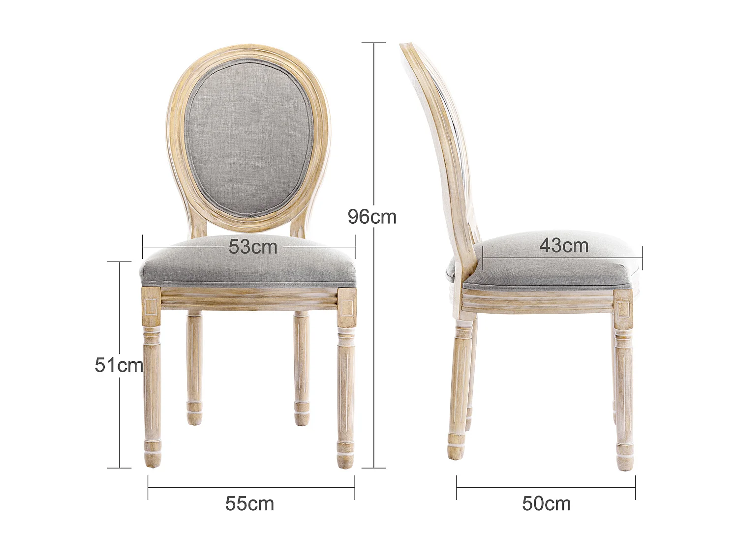 Silla de comedor barroca, sillas de comedor estilo rústico francés, silla barroca, silla tapizada, juego de 2 sillas de cocina de madera, color gris