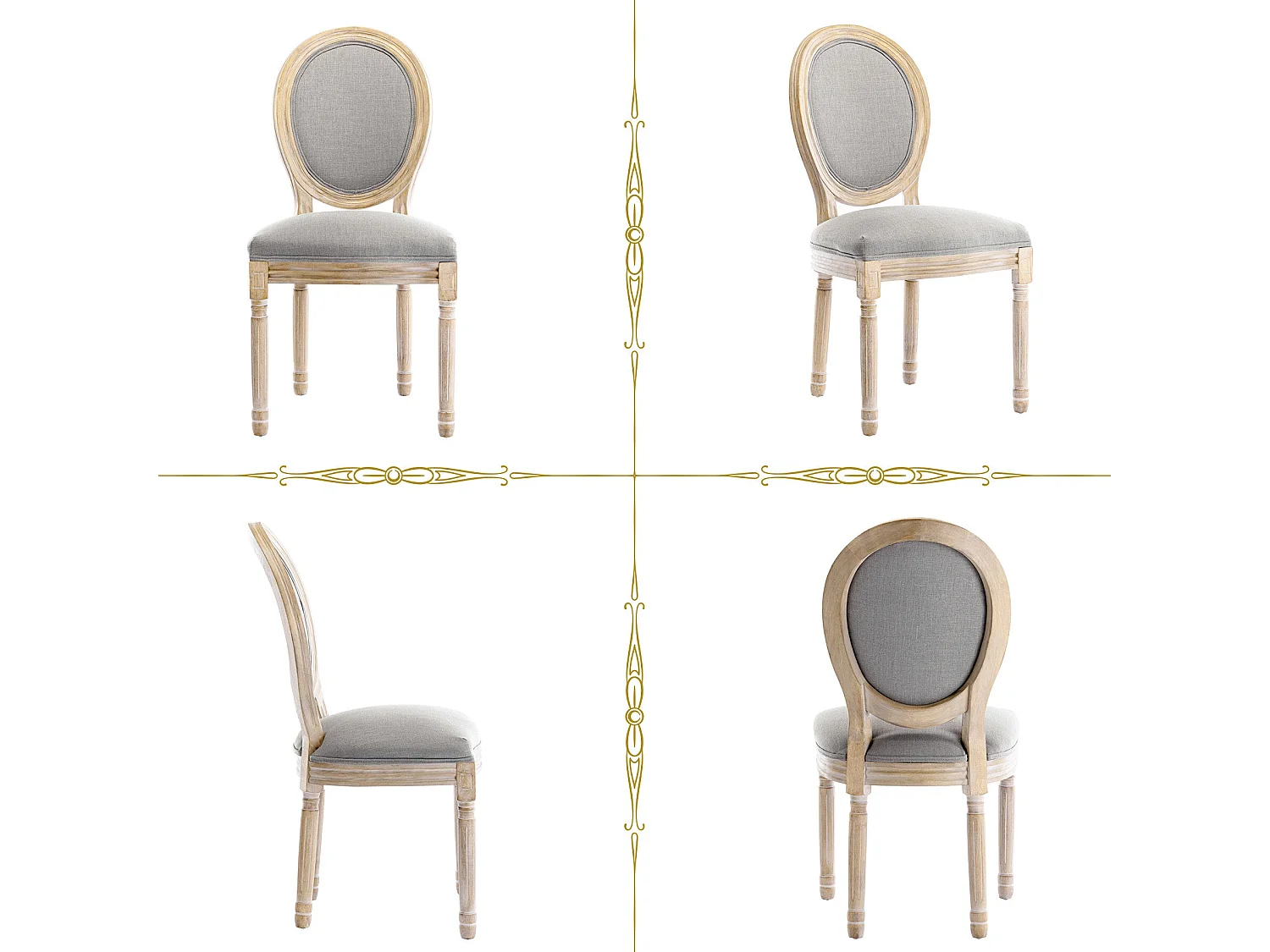 Silla de comedor barroca, sillas de comedor estilo rústico francés, silla barroca, silla tapizada, juego de 2 sillas de cocina de madera, color gris